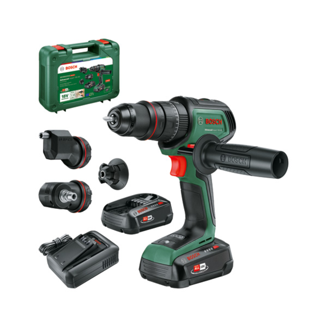Bosch Akku-Schlagbohrmaschine AdvancedImpact 18V-80 QuickSnap, 2x Akku 2.5Ah, Aufsätze