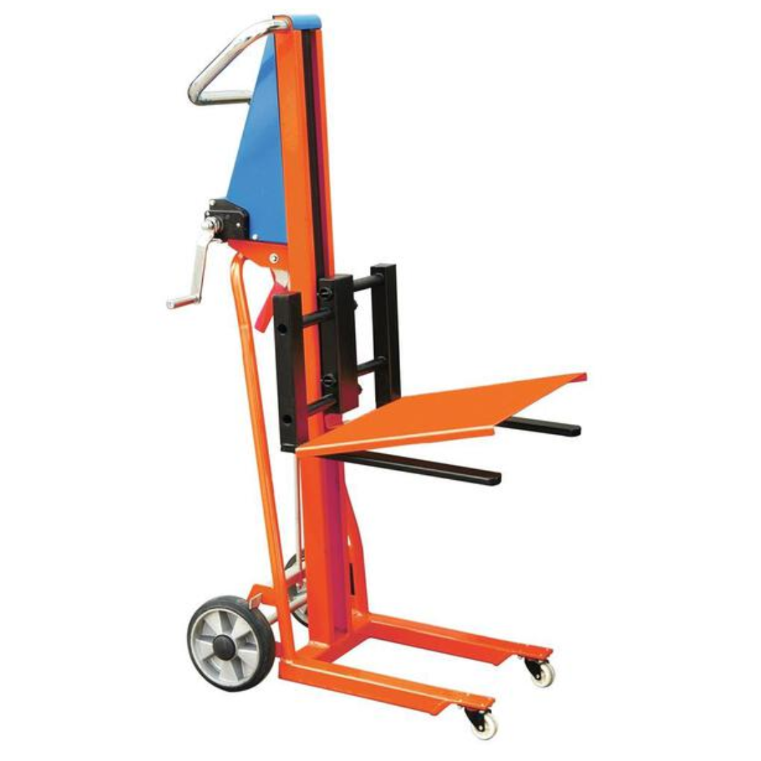 Hubkarre, Traglast 120 kg, mit Plattform, Hubhöhe 1050 mm, Lenkräder PU, Lasträder Polyamid