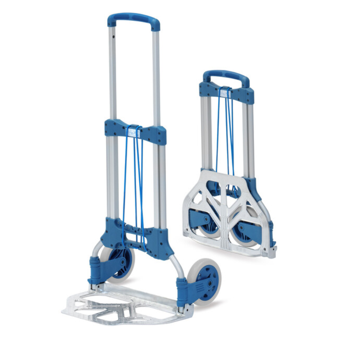fetra® Paketroller, klappbar, Polymer-Räder, 125 kg, Schaufel 320 x 480 mm, Höhe 1090 mm